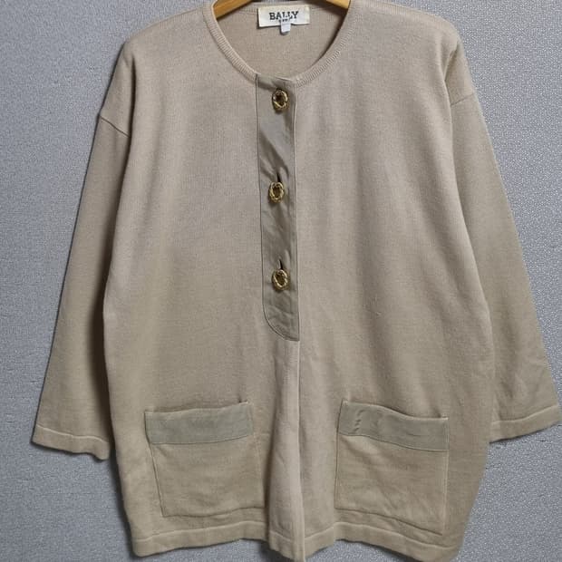 ~XL ) BALLY 발리 일본 빈티지 베이지 니트 가디건