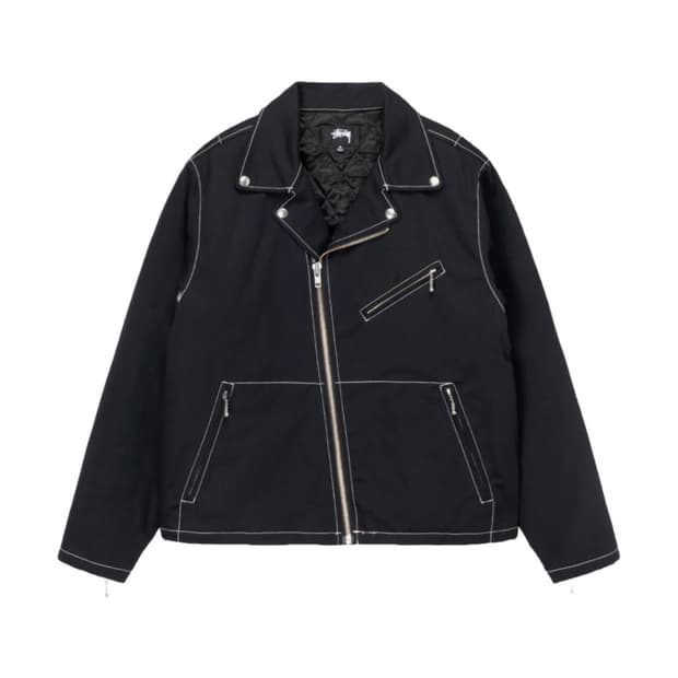 스투시 트윌 모토 집 자켓 블랙