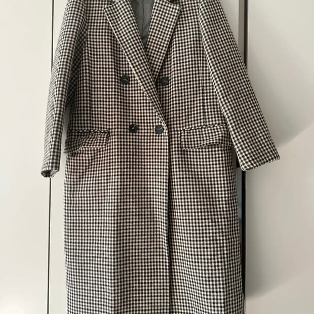 빈티지 체크 롱코트