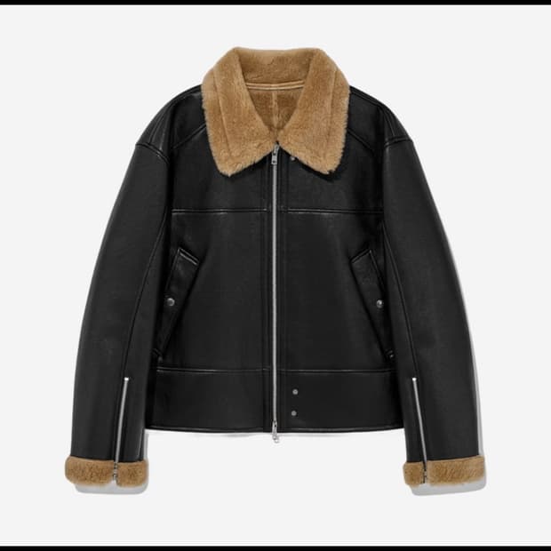 새상품)알렌느 무스탕 3d 시어링 레더 자켓 브라운 2 사이즈