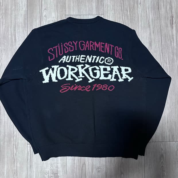 스투시 어센틱 워크기어 스웨터 블랙 XL