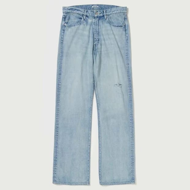 오라리 페이드 라이트 데님 와이드 팬츠