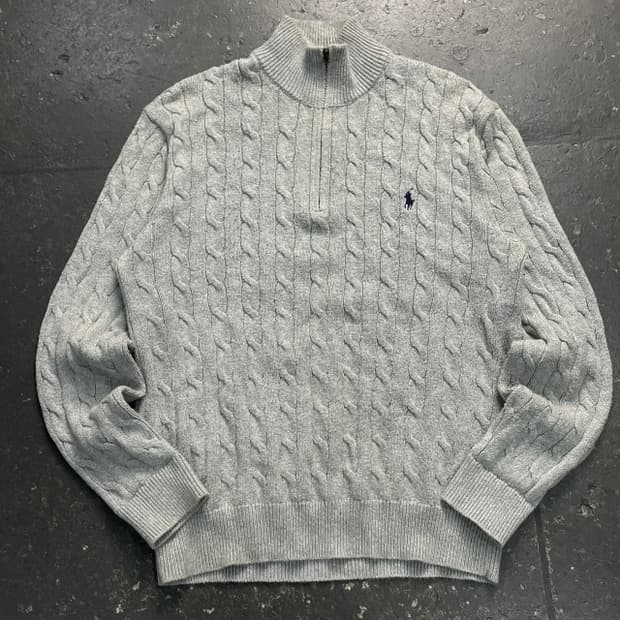 100 폴로 신형 꽈배기 반집업 니트 