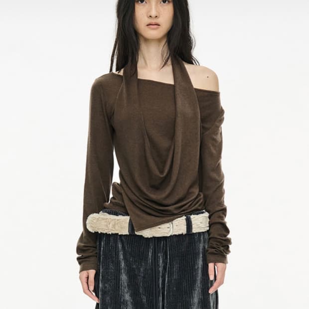 세릭 레이어드 홀터 탑 브라운 layered halter top