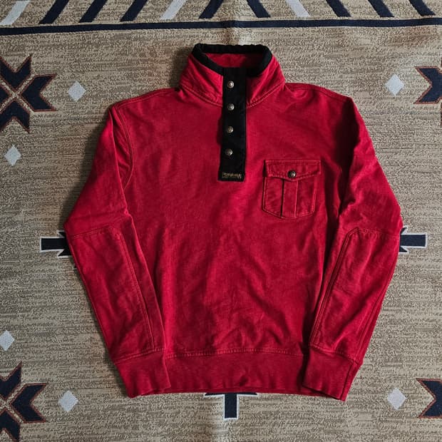 폴로 스냅버튼 스웻셔츠 딥레드