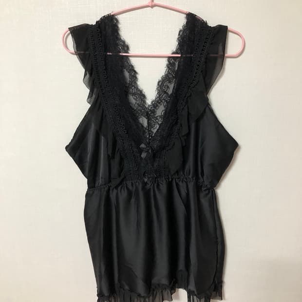 Black Satin Lace Ribbon Sleeveless