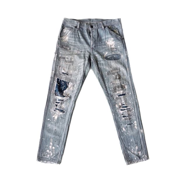 폴로 데님 앤 서플라이 데미지 페인팅 데님 팬츠