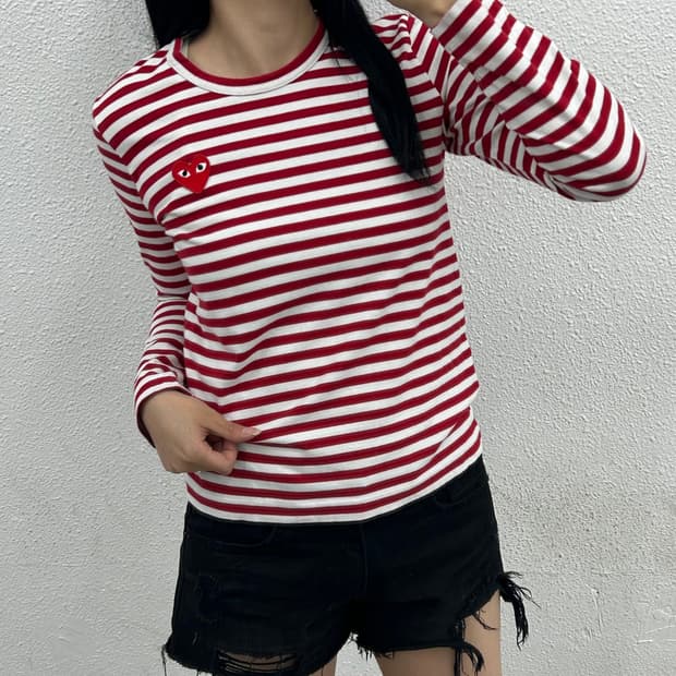 꼼데가르송 하트와펜 레드 단가라 롱슬리브 M