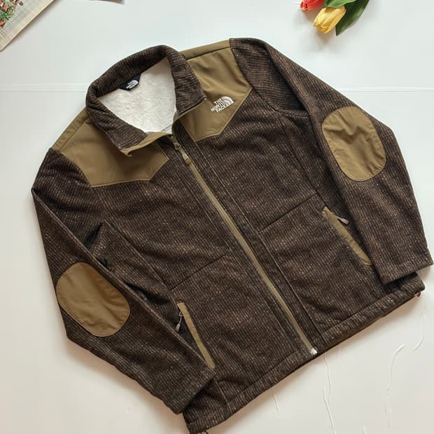 노스페이스 엘보 패치 브라운 자켓