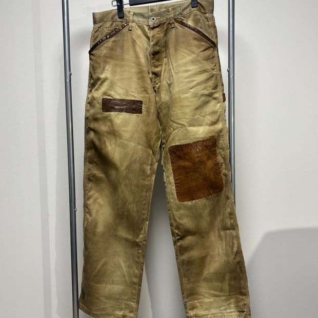 M) 이사무 카타야마 백래쉬 레더 패치 워크 팬츠