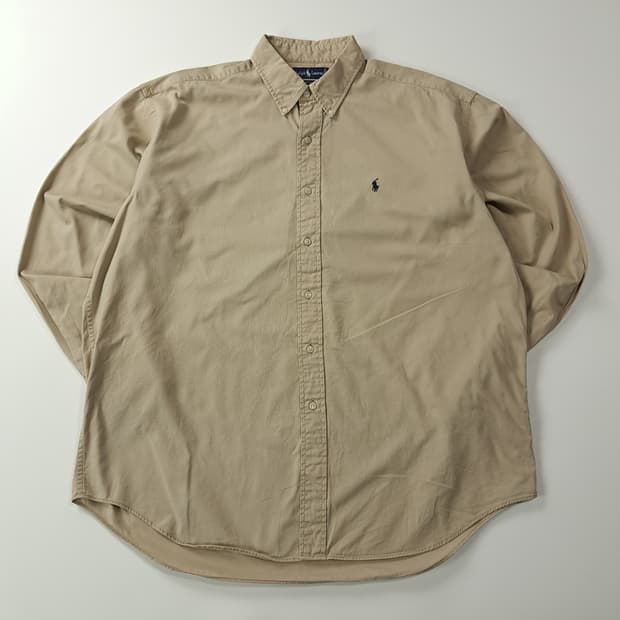 CJ046 XL 폴로 90s 미국판 베이지 셔츠 남방