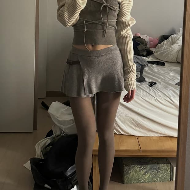 Guizio 아이보리 리브 니트 슈러그 / S