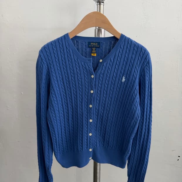 Polo 폴로 랄프로렌 QR신형 블루컬러 케이블 걸즈 가디건