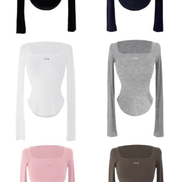 오도어 스퀘어넥 티셔츠 핑크