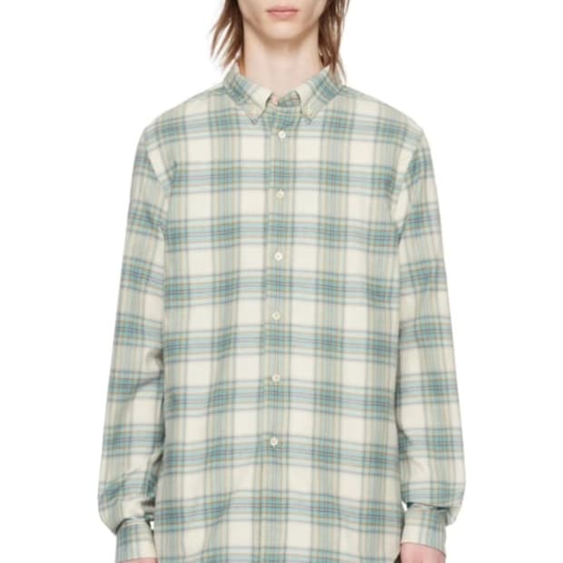 폴스미스 블루 오프 화이트 체크 셔츠 XL