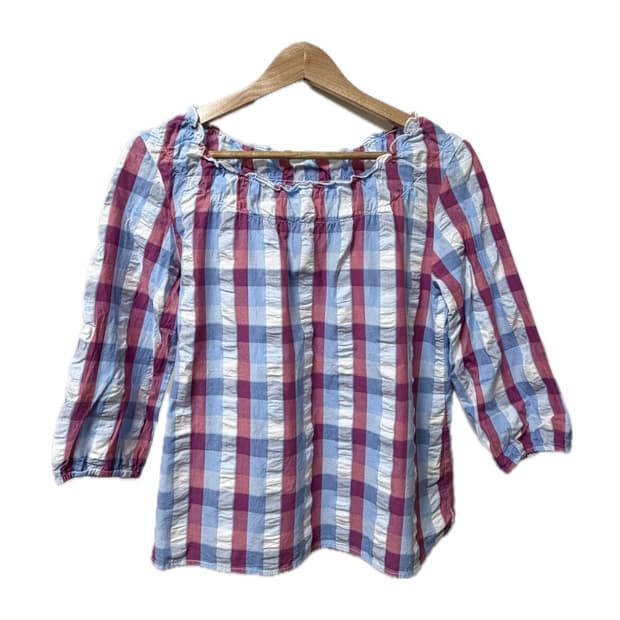 빈티지 체크 블라우스 모리걸 y2k