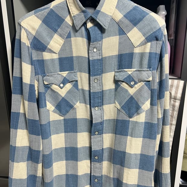 택포30) RRL 더블알엘 플래드 트윌 웨스턴 셔츠 M