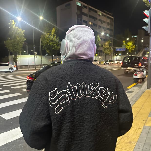 스투시 카센티노 울 바시티 자켓 블랙 XL