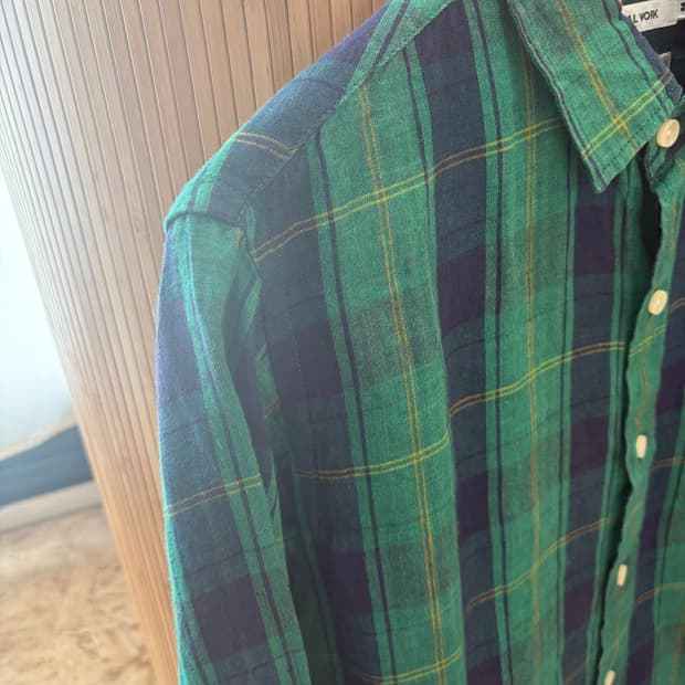 GLOBAL WORK LINEN CHECK SHIRT