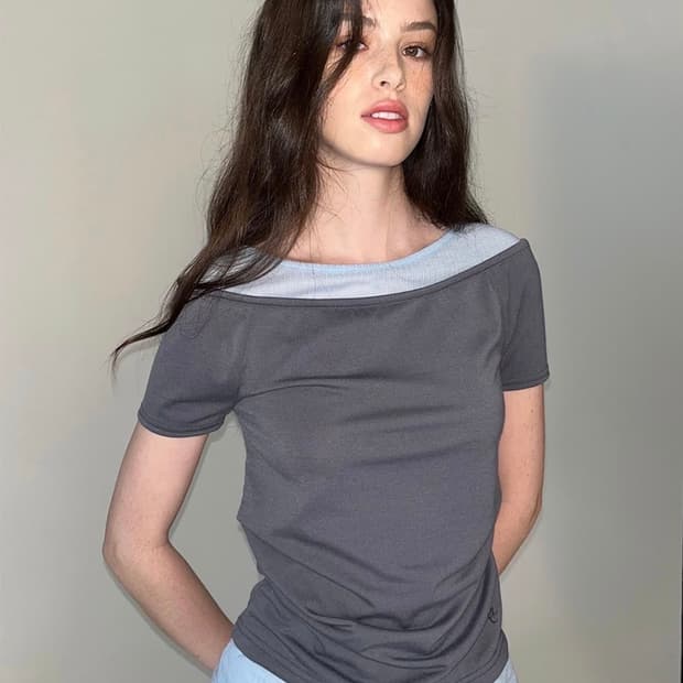 플레이스스튜디오 더블 레이어드 슬림핏 반팔 새상품