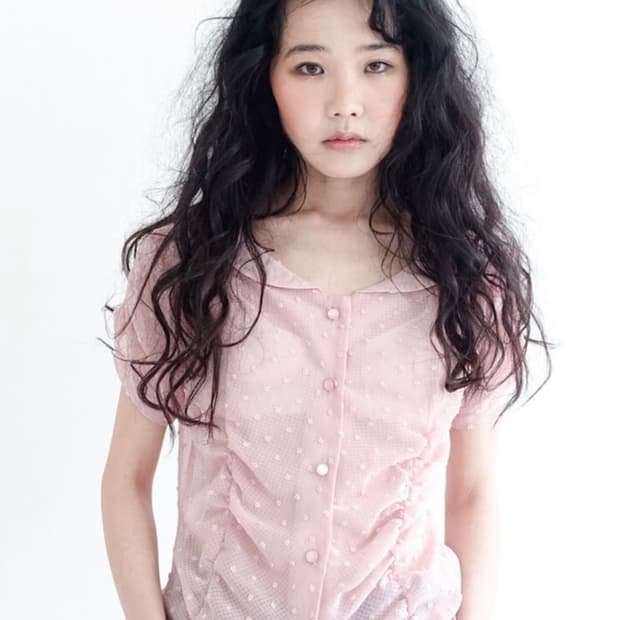 ((구함)) 샵페어리 도트 블라우스 핑크