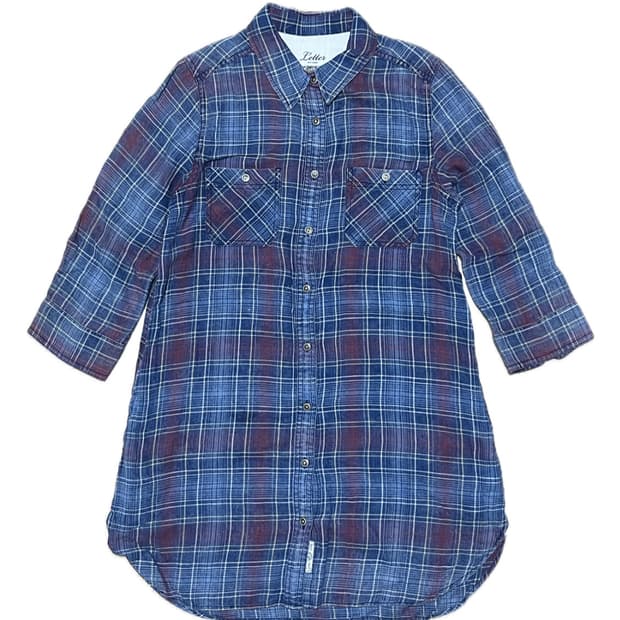 레드 블루 체크 7부 원피스