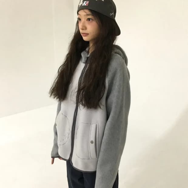 STELLA FLEECE ZIP UP HOODIE [GREY]