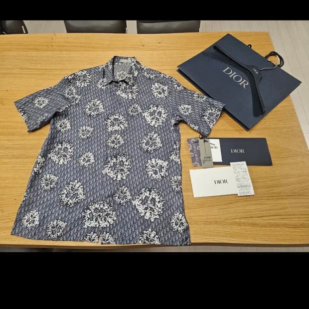 디올 x 데님 티어스 디올 티어스 실크 반팔셔츠 38