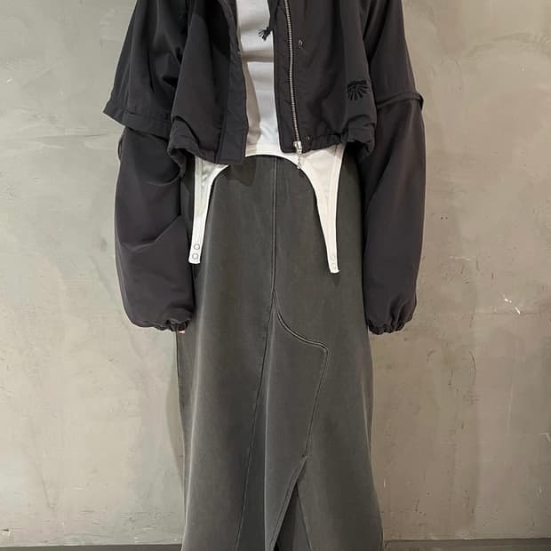 Military Cotton Maxi Skirt