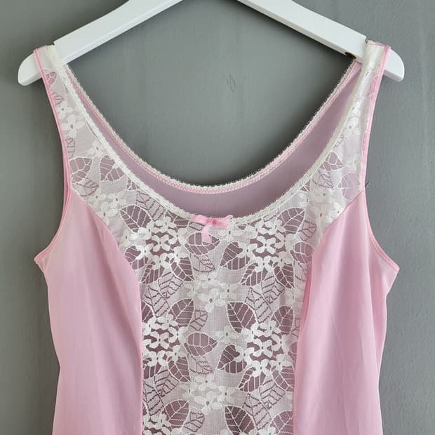 빈티지 더스티 핑크 슬립 원피스