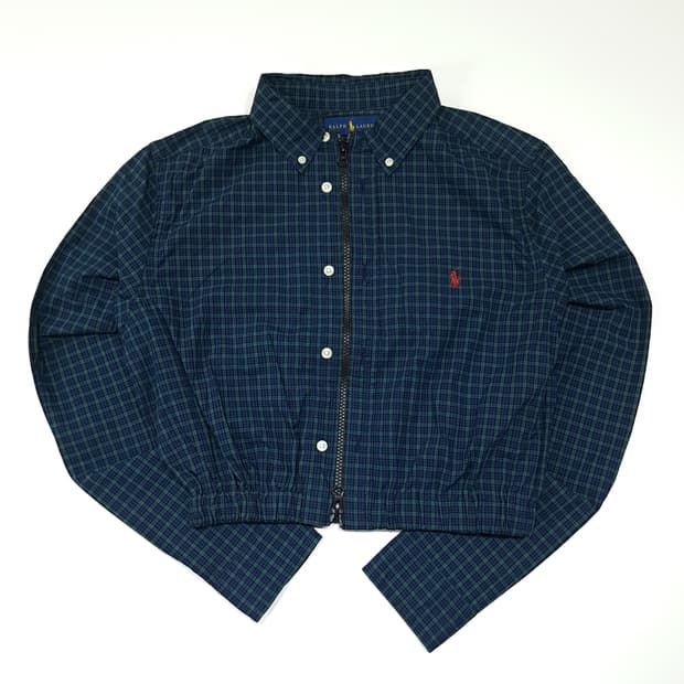 CL748 폴로 90s 리메이크 블랙워치 타탄체크 크롭 집업 셔츠