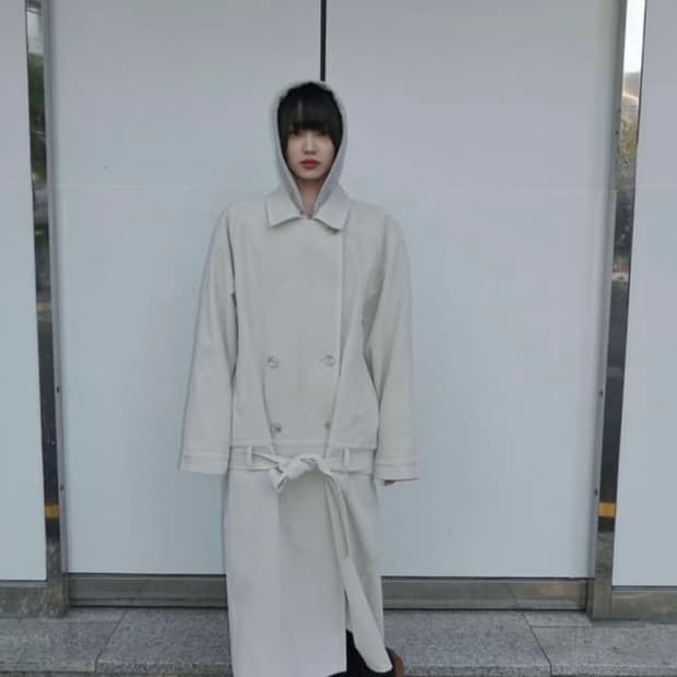 애옹쓰 로우웨이스트 캔버스 트렌치코트