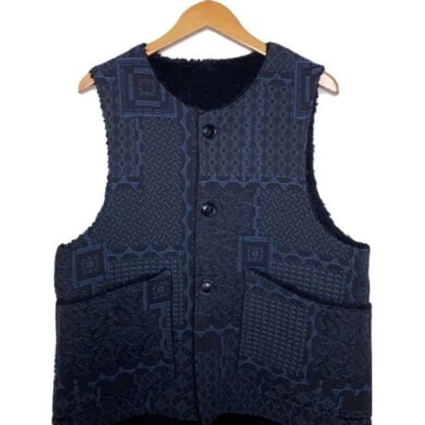 L)엔지니어드 가먼츠 자카드 오버 베스트 blk/blue