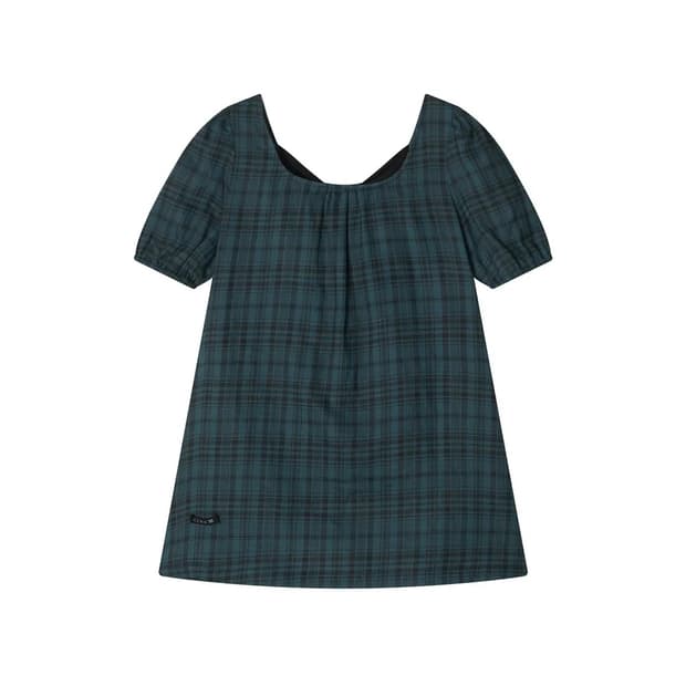 콜로신스 블랙 타이 블라우스 틸 체크