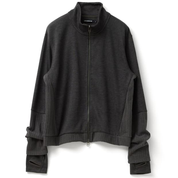 더블 슬리브 트랙 가디건 다크 카키