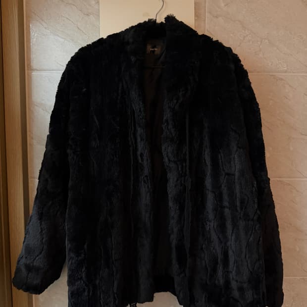 [나체] 리본 토끼털 퍼자켓