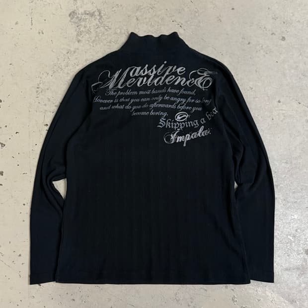 back lettering half-zip long sleeve