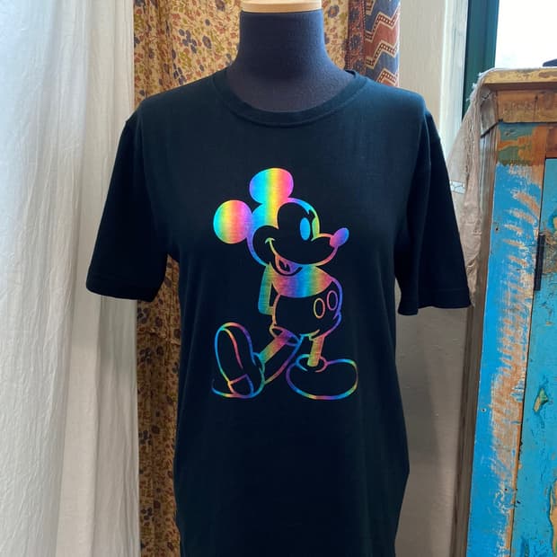 DISNEY 블랙 미키 반팔티셔츠(M)