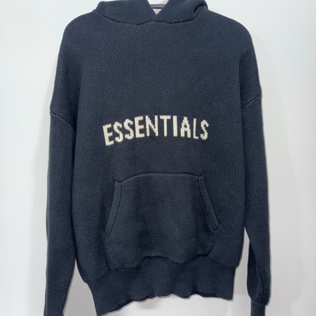 에센셜 니트 후드 블랙 - 20FW