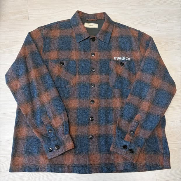 블랙아웃 피어스 헤비 코튼 셔츠 레드 M사이즈