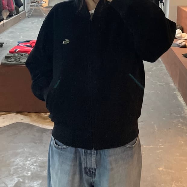 라코스테 로고 울 블루종 자켓 H2356