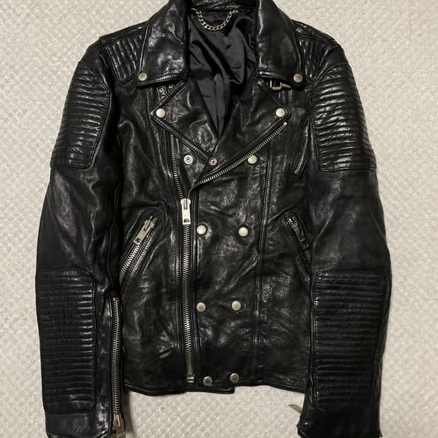 광희시장 웨스턴 무드 램스킨 양가죽 바이커 레더 자켓