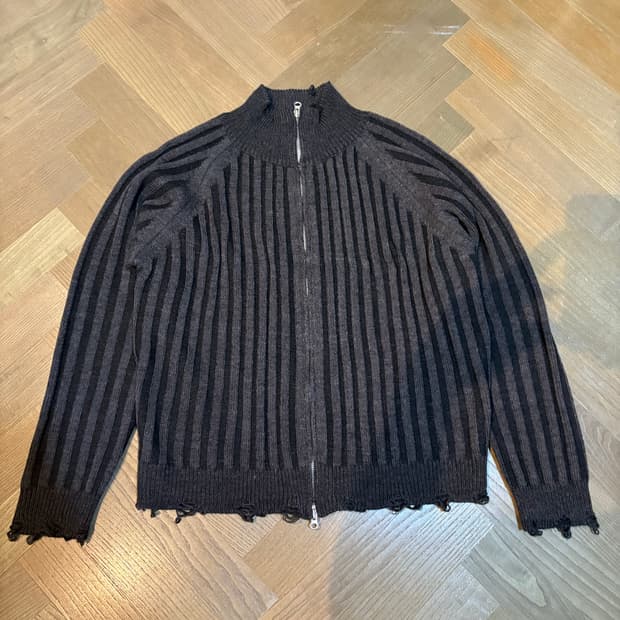 데미지 니트집업 가디건