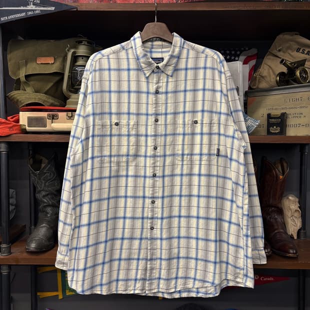 90s 파타고니아 파인코튼 윈도우페인 체크 워크셔츠 N194