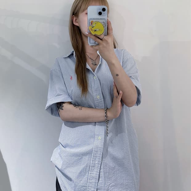 폴로랄프로렌 핑크포니 스트라이프 반팔 셔츠