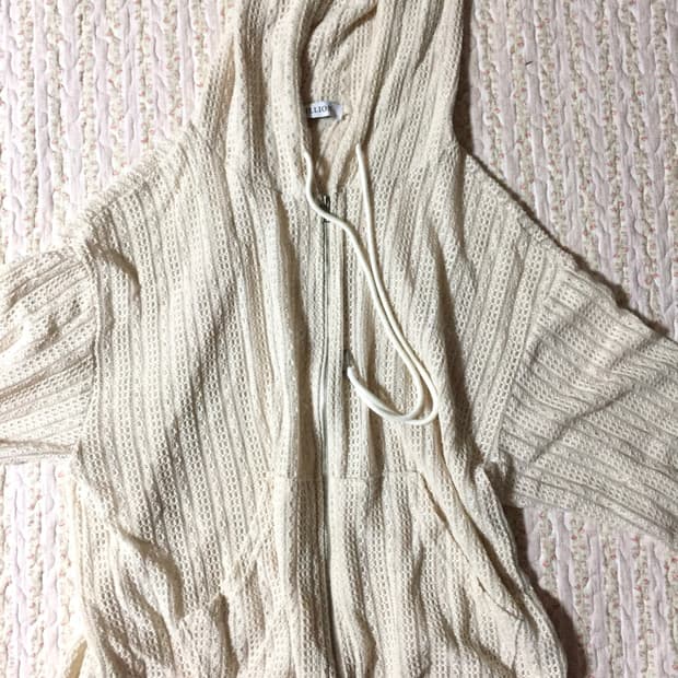 Summer knit hooded zip-up