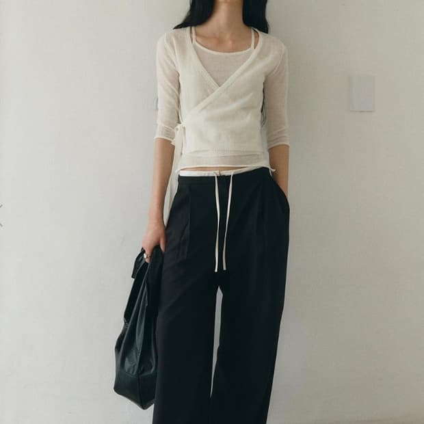 low tide / CRINKLE DOUBLE WAIST PANTS /m