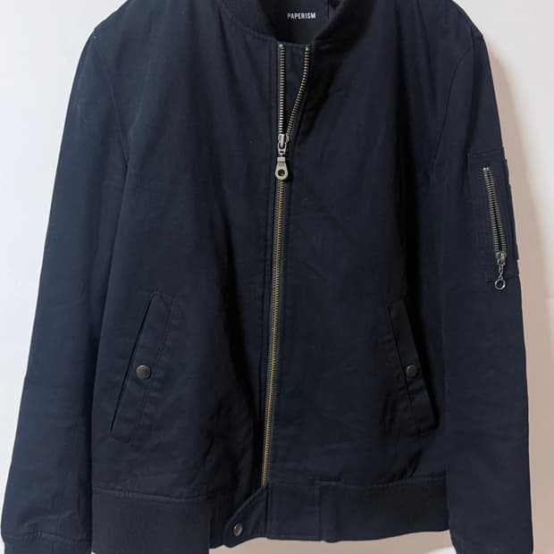 페이퍼리즘 블랙 MA-1 집업 블루종 자켓 L