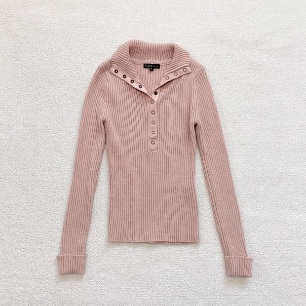 Cds basic 복숭아핑크 골지 니트