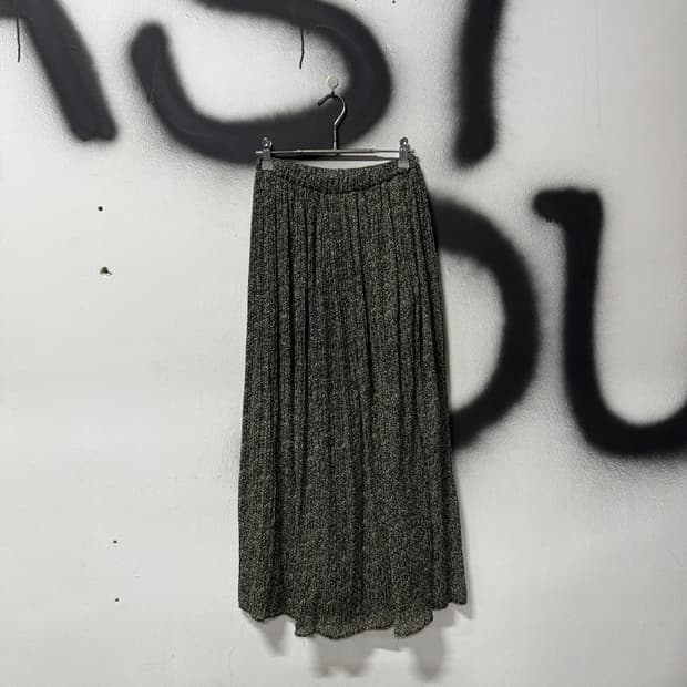 VTG 빈티지 모리 잔꽃 패턴 플리츠 주름 롱스커트